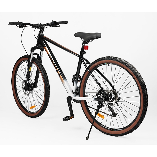 Велосипед 29 AL Corso «ENIGMA» NG-29747 алюміній 19", (к-т SHIMANO Alivio) вилка Santour гідравлічна, чорно-біло-коричневий фото westvelo.com