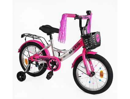 Дитячий велосипед 20 ST Corso «MAXIS» CL-20350 рожево-сірий, ручне гальмо, дзвіночок, сидіння з ручкою, додаткові колеса