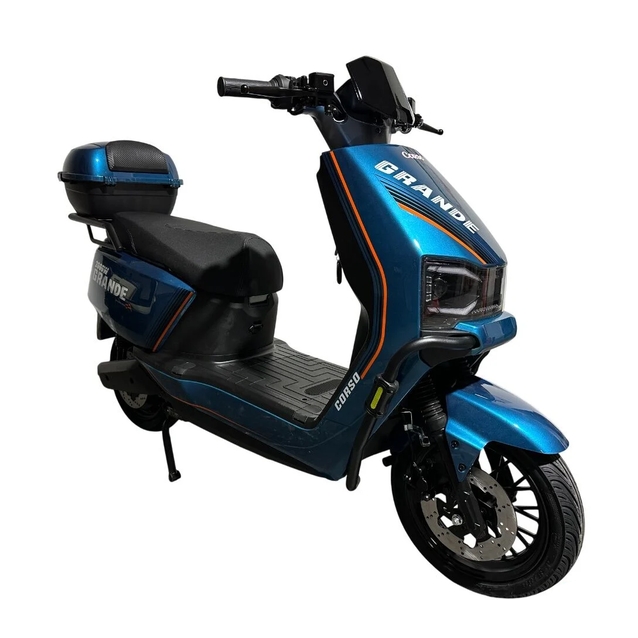 Електроскутер Corso «GRANDE» GR-604047, двигун 2000W, акумулятор 72V 35Ah графеновий, синій, колеса 12" + 1 ящик. акум фото westvelo.com