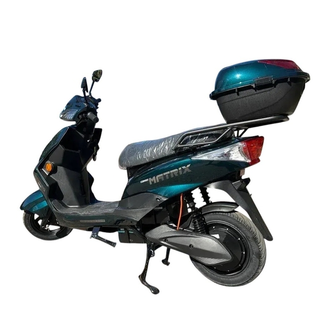Електроскутер Corso «MATRIX» MT-924107 двигун 1200W, акумулятор 72V 25Ah графеновий, зелено-синій, колеса 10" + 1 ящик. акум фото westvelo.com