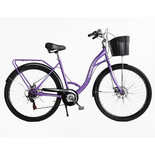 Міський велосипед 28 ST Corso «LIBERTY» LR-28112 сталь 20", (к-т SHIMANO) фіолетовий + кошик фото westvelo.com