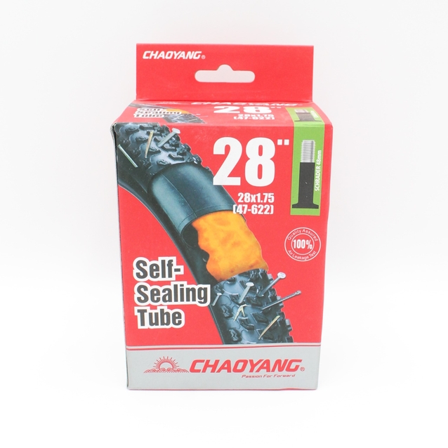 Камера 28. довгий ніпель AV 48mm CHAOYANG (1.75) самоклеюча (з антипрокольним гелем) фото westvelo.com