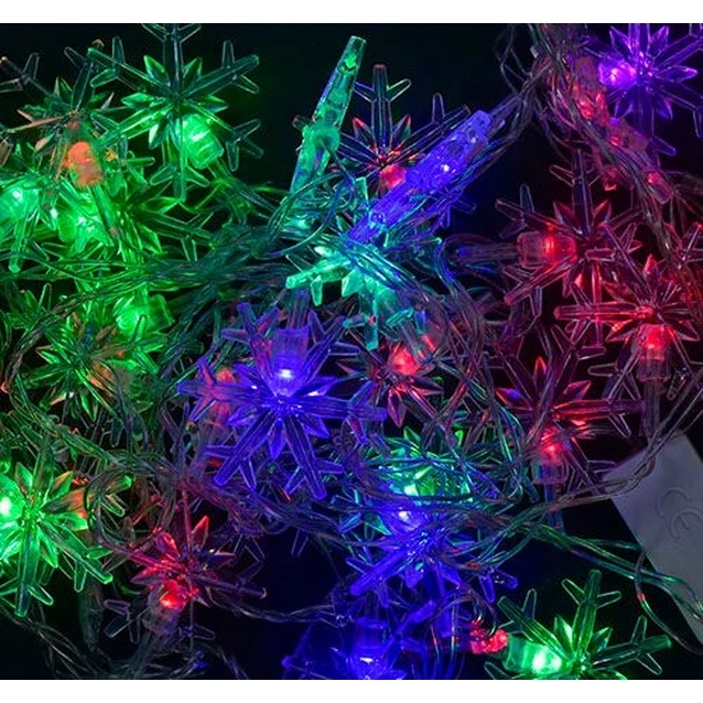Гірлянда світлодіодна 4,5 м, 28 лампочок, «Сніжинка» від мережі 220V, кольорова  (С 23458) фото westvelo.com