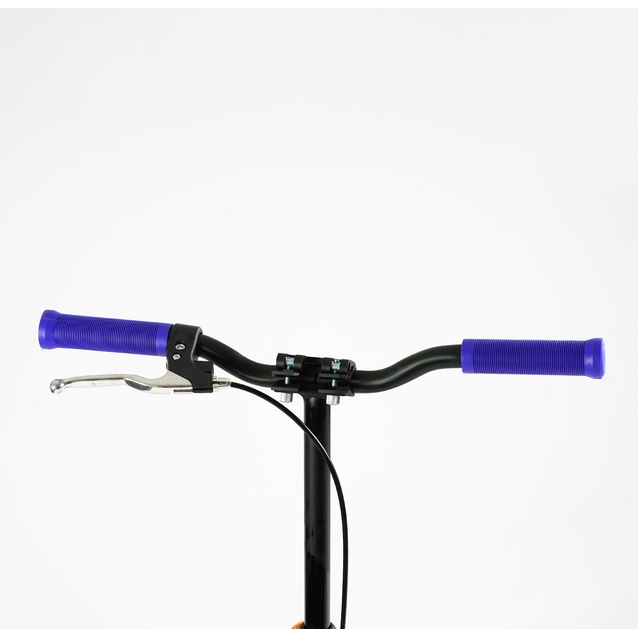 Самокат дитячий 2-х колісний, PU Best Scooter «SHARK» SH-10042 синьо-помаранчевий, Ø200mm, з ручним гальмом, затискач керма, 1 амортизатор фото westvelo.com