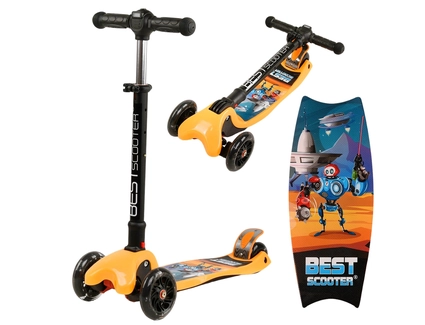 Самокат дитячий 3-х колісний, Best Scooter «MAXI» L-1488 помаранчевий, колеса PU Ø120mm/80mm зі світлом, складна рам