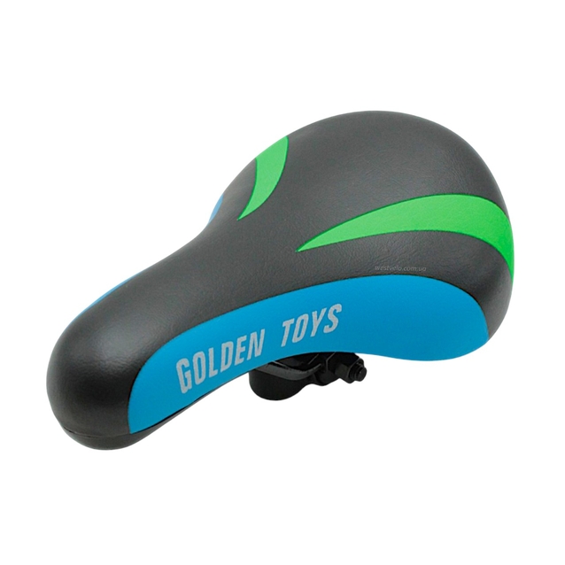 Сідло дитяче Golden Toys (230х190мм) чорно-синє-зелене фото westvelo.com