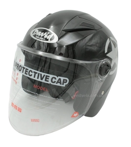 Мото шолом, відкритий (L) "DAVID" D017, Willys Star, чорний глянцевий