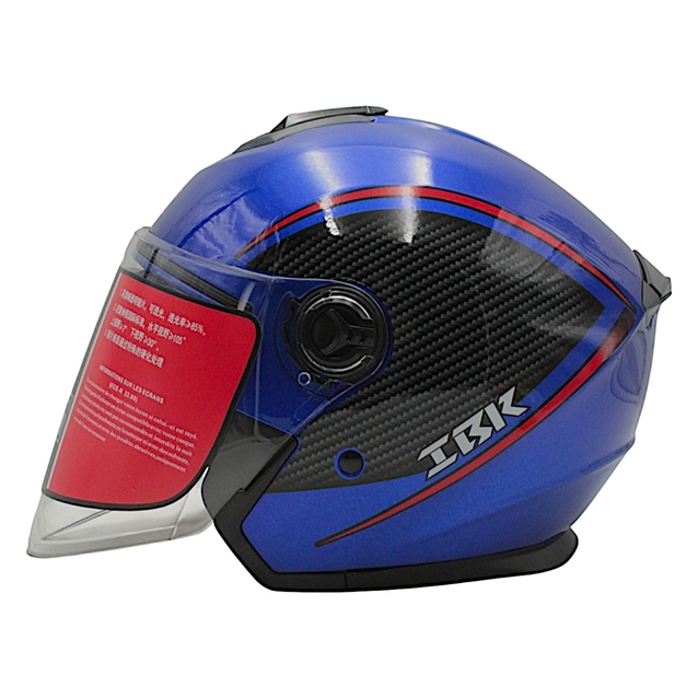 Мото шолом, відкритий (L) "IBK" 705, синій карбон з відкідними окулярами фото westvelo.com