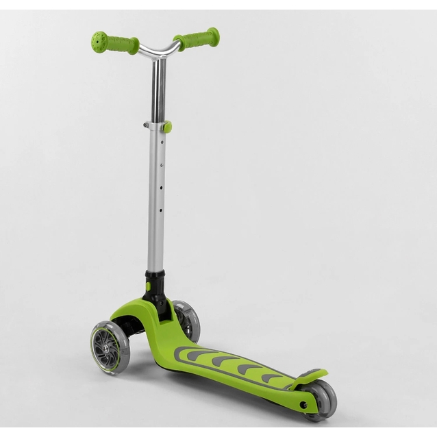 Самокат дитячий 3-х колісний, Best Scooter Y-00436 салатовий, колеса PU Ø120mm/80mm зі світлом, складне AL кермо фото westvelo.com