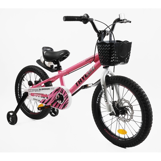 Дитячий велосипед 18 AL Corso «TAYGER»  TG-25402 алюмінієва рама, дискові гальма, рожевий фото westvelo.com