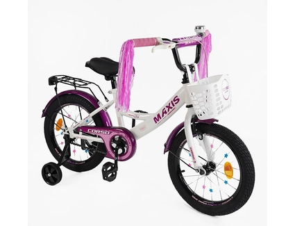 Дитячий велосипед 18 ST Corso «MAXIS» CL-18011 білий, ручне гальмо, дзвіночок, сидіння з ручкою, додаткові колеса