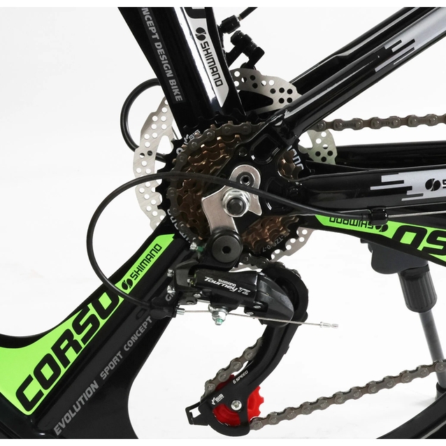 Велосипед 24 AL Corso «EVOLUTION» EV-24203 алюміній 11", (к-т SHIMANO) чорно-салатовий фото westvelo.com