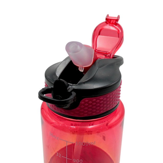 Фляга 1000 ml харч.пластик HELLO (ремінець з трубкою) мікс кольорів фото westvelo.com
