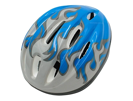Вело шолом "TK Sport" 602 сіро-синій "Полум'я", окружність 57 см