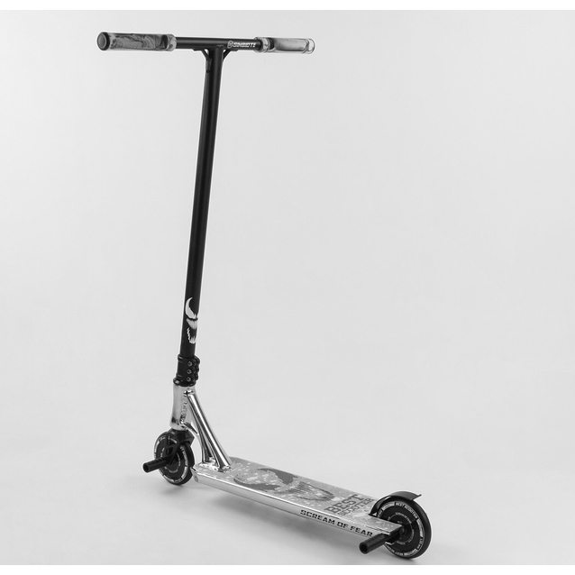 Самокат трюковий Best Scooter «SIMBIOTE-1» 65030 срібний, HIC-система, пеги, AL диск та дека, колеса PU Ø120mm, ширина керма - 57 см