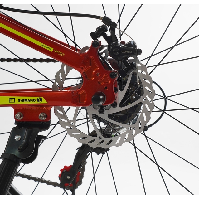 Велосипед 24 AL Corso «KORD» KD-74012 алюміній 11", (к-т SHIMANO) червоно-жовтий