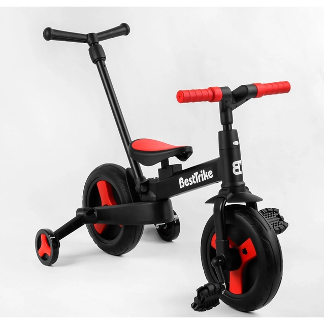 Велобіг-трансформер, 2-кол з батьківською ручкою, PU 10 BestTrike алюміній 23031 чорно-червоний, складний, батьківська ручка, знімні педалі фото westvelo.com