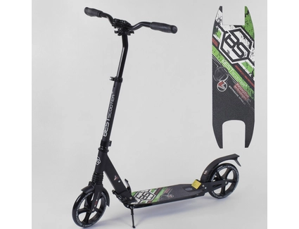 Самокат дитячий 2-х колісний, PU Best Scooter 33006 чорно-салатовий, Ø200mm, AL, 2 амортизатора