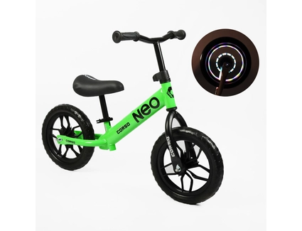 Велобіг 12 Corso, колеса - EVA (піна), сталева рама «NEO» EN-69778 салатовий, підставка для ніг