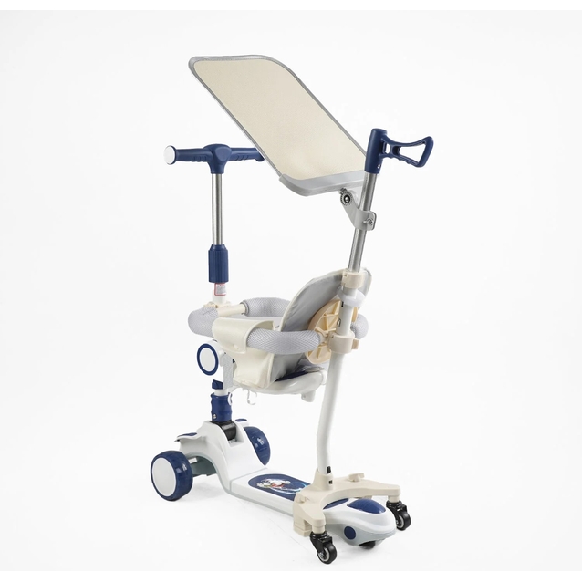 Самокат 5в1 Skyper FJ-59060, колеса PU125х40мм зі світлом, укр озвучування та підсвічування платформи, біло-синій фото westvelo.com