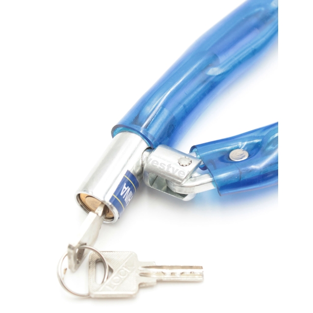 Замок на ключ ланц, F-8-1 Ø6 L-1000mm синій, ключ-циліндр фото westvelo.com