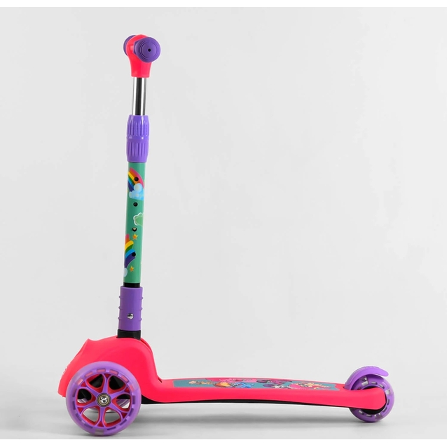 Самокат дитячий 3-х колісний, Best Scooter «MY LITTLE PONY» 68055 рожевий, колеса PU Ø120mm/80mm зі світлом, складне кермо фото westvelo.com