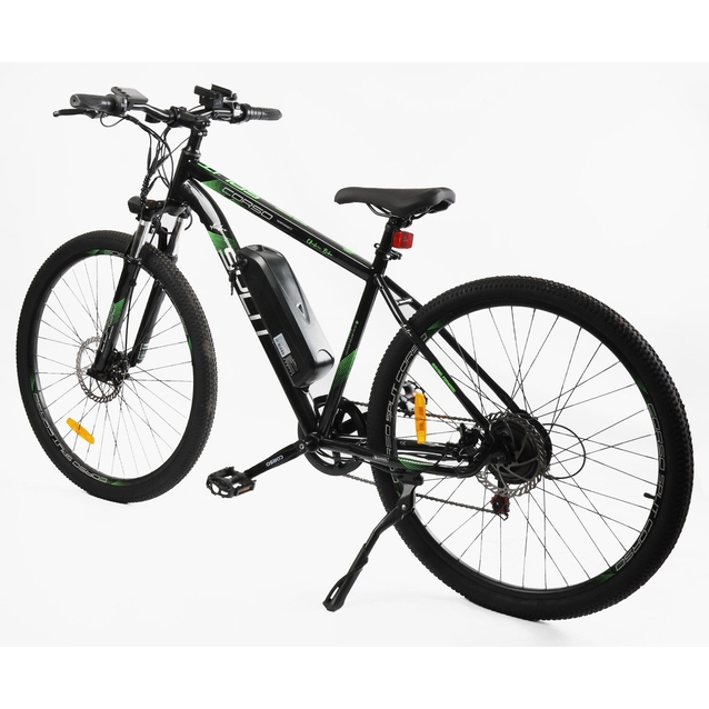 Електровелосипед 29 ST Corso «SPLIT» SP-65112 сталь 19, двигун 350W, акумулятор 36V13Ah літієвий (к-т SHIMANO) чорно-зелений фото westvelo.com