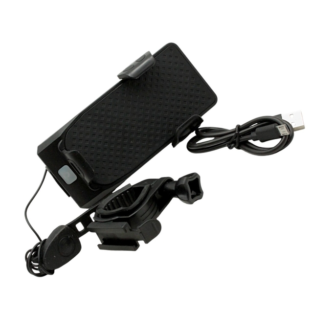 Тримач для телефону пластик + ЛІХТАР + сигнал . Micro usb . 400 lumens. 4 - 6.3 дюйми для телефону . фото westvelo.com