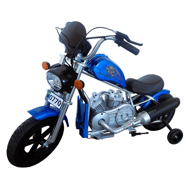 Дитячий електромотоцикл Corso H-17869 двигун 160W, акумулятор 24V5Ah, синій, Bluetooth, звук двигуна, колеса 12" фото westvelo.com
