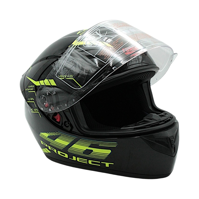 Мото шолом, закритий (L)  "222" Чорно-зелений, глянцевий фото westvelo.com