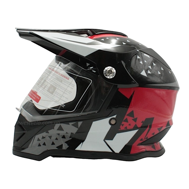 Шолом, закритий крос/ендуро (S 55-56) АТV зі склом F2 (819-7) глянець чорно-червоний фото westvelo.com