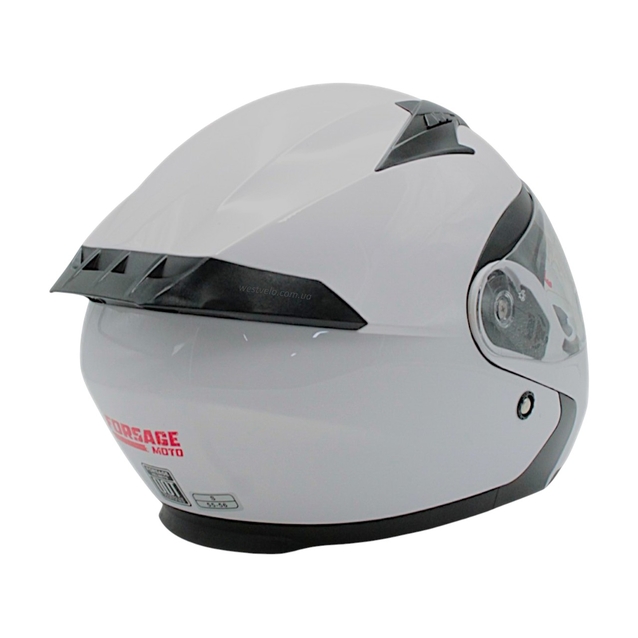 Мото шолом, трансформер (S 55-56) "517" білий глянцевий, вмонтовані окуляри фото westvelo.com