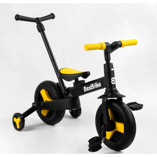 Велобіг-трансформер, 2-кол з батьківською ручкою, PU 10 BestTrike алюміній 58195 чорно-жовтий, складний, батьківська ручка, знімні педалі фото westvelo.com