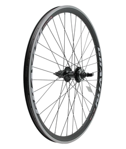 Колесо 26 зад, обід 2-ний чорний, втулка AL NECO MS37R касета (8-10S), диск 6 болтів, ексцентрик, чорна спиця