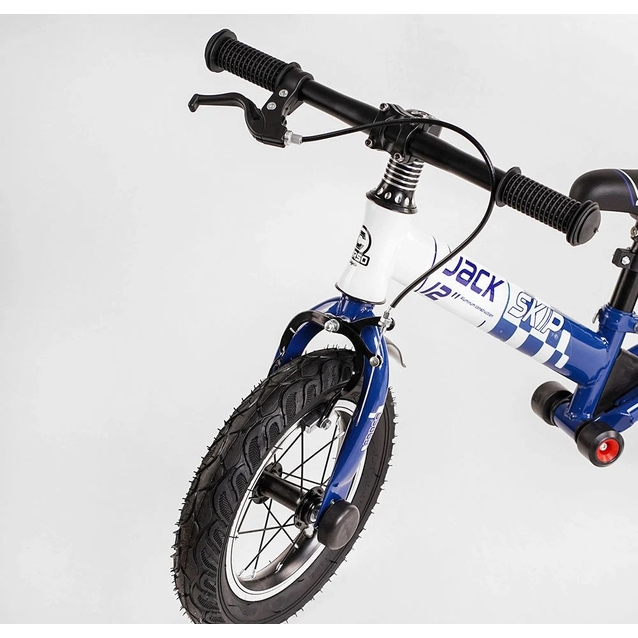 Велобіг 12 Corso надувні колеса, сталева рама «SKIP JACK» 93307 ручне гальмо, з амортизатором, синьо-білий фото westvelo.com