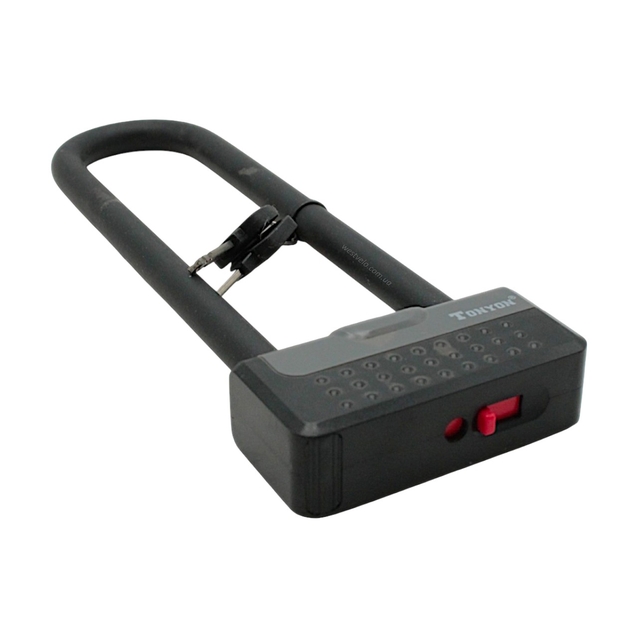 Замок на ключ скоба, сталева, TONYON TY339D 100x290 (50х230)мм, товщина скоби 13мм, чорно-сірий фото westvelo.com