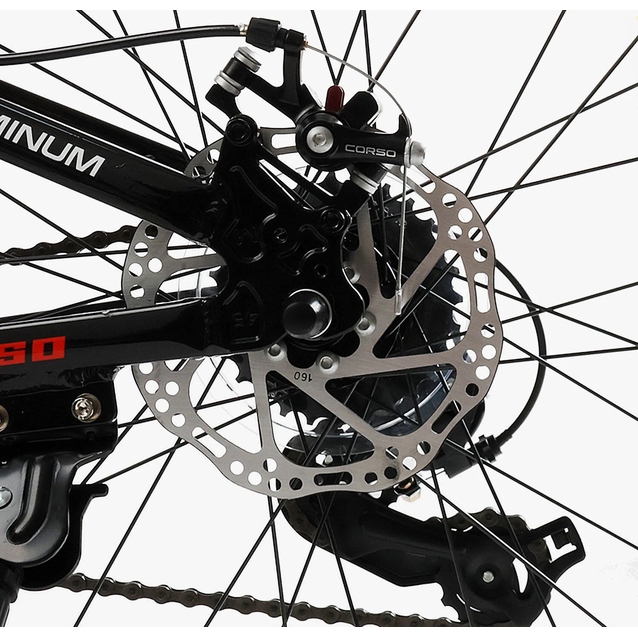 Велосипед 24 AL Corso «PROJECT» R-24815 алюміній 11", (к-т Saiguan) чорно-червоно-білий фото westvelo.com