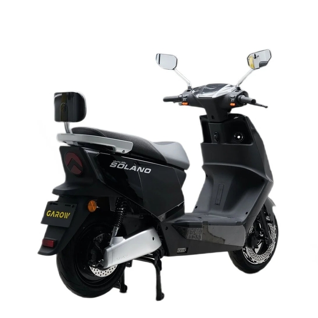 Електроскутер Garow «SOLANO» CR-530690, двигун 2500W, акумулятор 72V 30Ah літій-залізо-фосфатний, чорний, колеса 12/10" фото westvelo.com