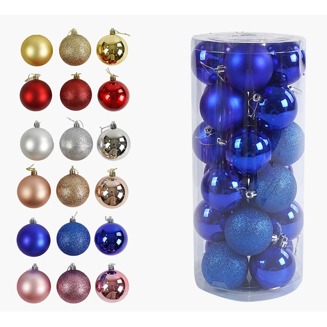 Новорічні прикраси 24 шт, 6 видів, кульки, D = 7 см, в слюді, ВИДАЄТЬСЯ ТІЛЬКИ МІКС ВИДІВ (C 67712) фото westvelo.com