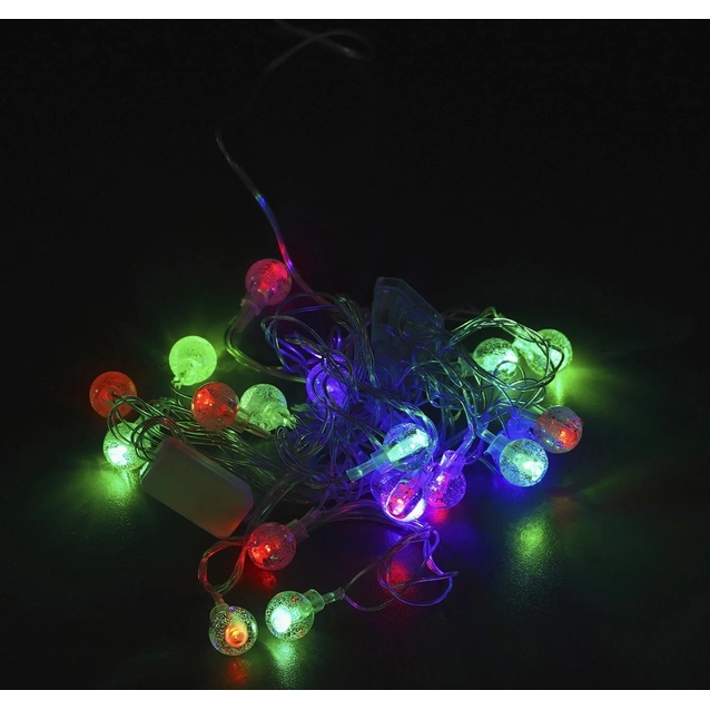 Гірлянда 4 м, 20 лампочок, кольорове світло, подовжувач, прозорі ліхтарики, 220V (С 54309) фото westvelo.com