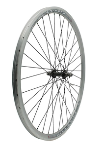 Колесо 28-29 перед, обід 2-ний сірий, втулка ST. на віночках чорна, чорна спиця