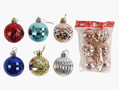Новорічні прикраси .6 шт, кульки, D = 4,5 см, в пакеті, ВИДАЄТЬСЯ ТІЛЬКИ МІКС ВИДІВ (C 67740)