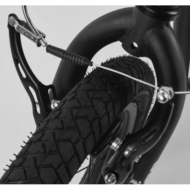 Самокат дитячий 2-х колісний, надувні колеса 12 Corso CR-T 5656 чорний, ручне переднє гальмо фото westvelo.com