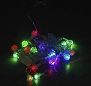 Гірлянда 4 м, 20 лампочок, кольорове світло, подовжувач, прозорі ліхтарики, 220V (С 54309)
