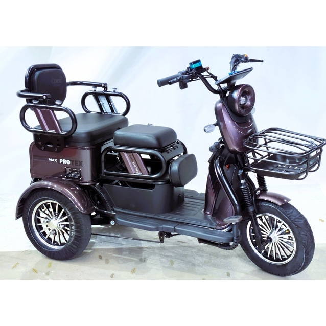 Трицикл Corso «PROTEX MAX» PX-186925, двигун 1200W, акумулятор 72V 28Ah графеновий, коричневий + 1 ящик. акум, колеса 10" фото westvelo.com