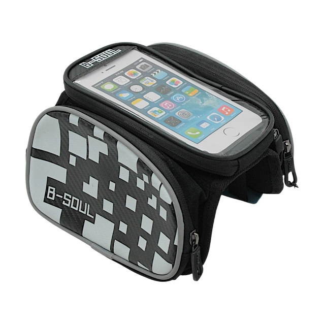 Сумка на раму B-SOUL 2x-стороння + місце для телефону, чорно-біла фото westvelo.com