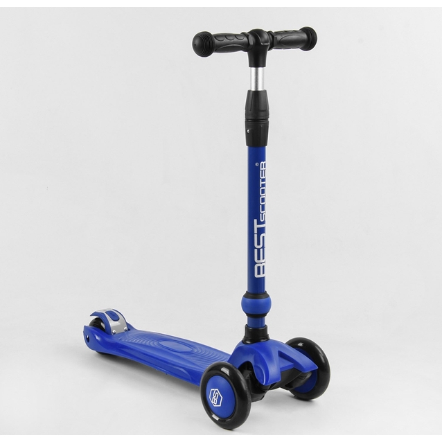 Самокат 3в1 Best Scooter BS-27018, колеса PU 120х80mm зі світлом, сидіння, амортизатори, батьківська ручка, синій фото westvelo.com