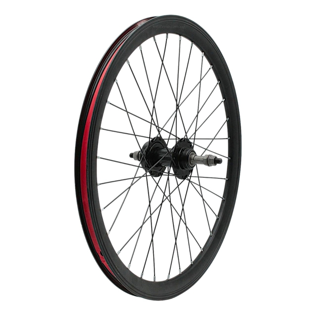 Колесо 22 зад, обід 2-ний чорний дисковий, втулка М на віночках, диск 6 болтів, чорна спиця (AL-22107 D) з фліпером фото westvelo.com