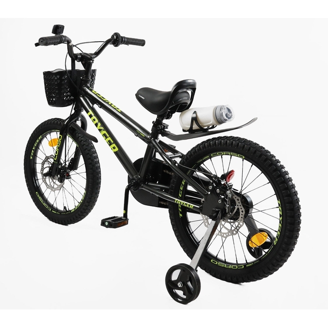 Дитячий велосипед 18 AL Corso «TAYGER» TG-36130 алюмінієва рама, дискові гальма, чорно-жовтий фото westvelo.com