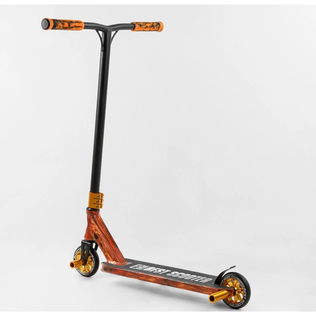 Самокат трюковий Best Scooter «ABSTRACTION» BS-77225 помаранчевий,  HIC-система, пеги, AL диск та дека, колеса PU Ø110mm, ширина керма - 60 см фото westvelo.com